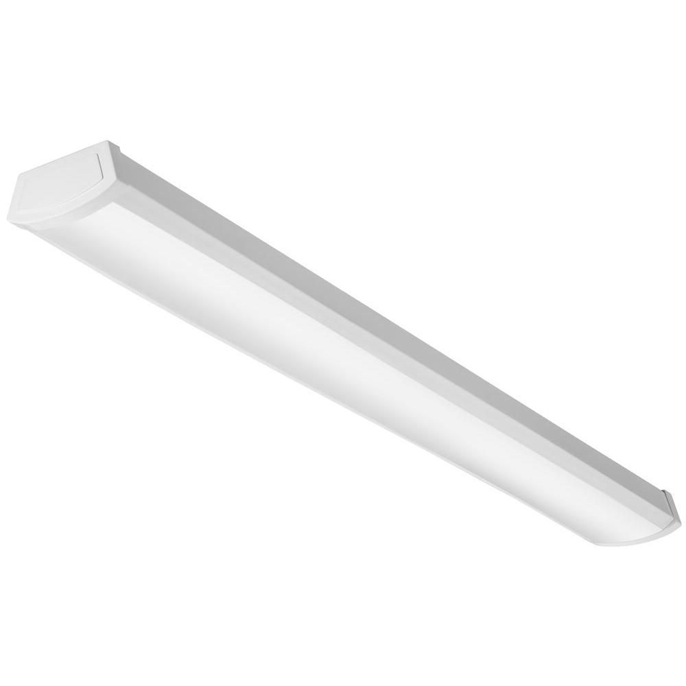 Lithonia Lighting-FMLWL 48 840-Contractor Select -47.4 Inch 40W LED Glass Flush Mount   Gloss White Finish with White Acrylic Glass